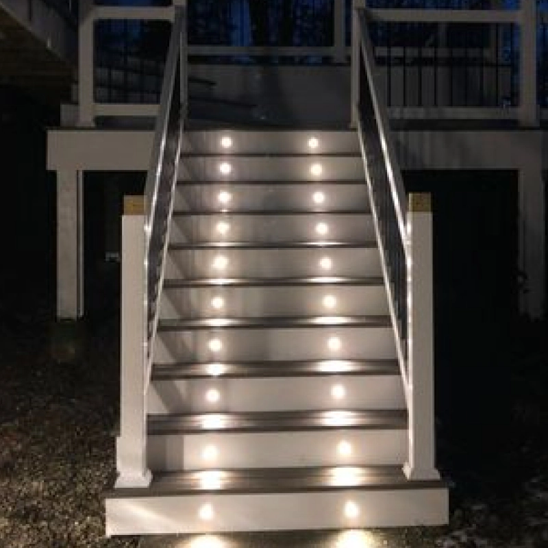 white stairs with some lights